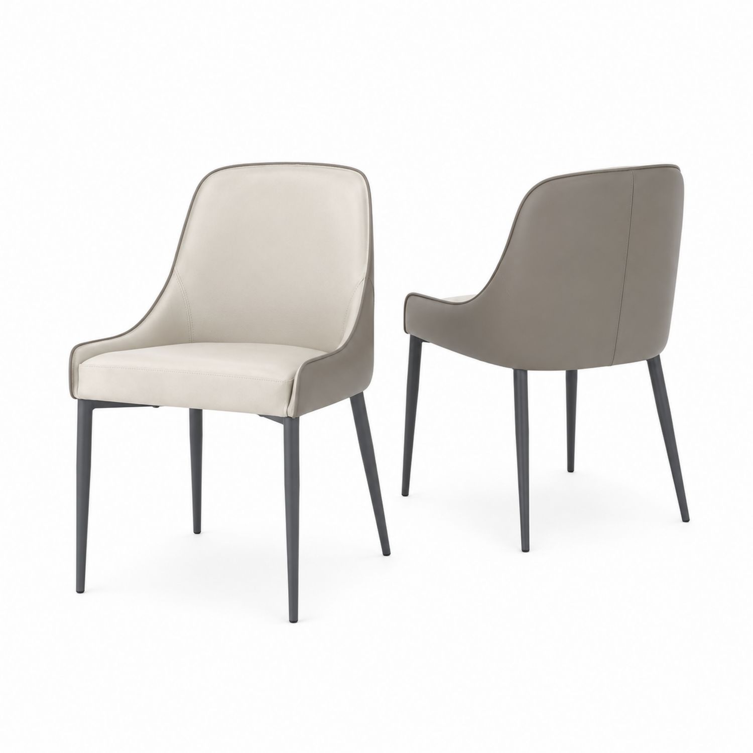 Esszimmerstühle Set aus PU-Leder Beige/Grau mit Stahlbeinen-Norvexoril