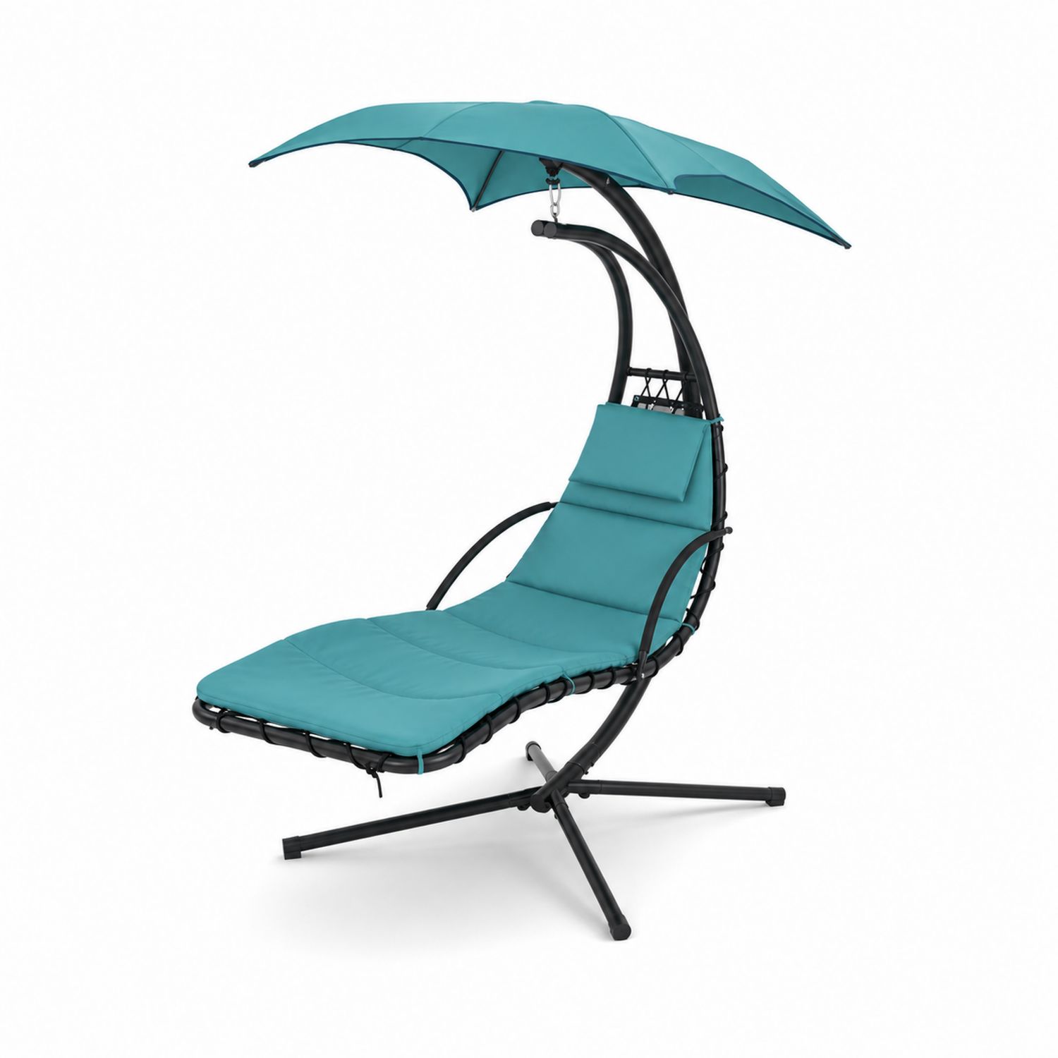 Hängeliege mit Sonnendach Stahl Polyester Türkis 200x100x195 cm-Norvexoril