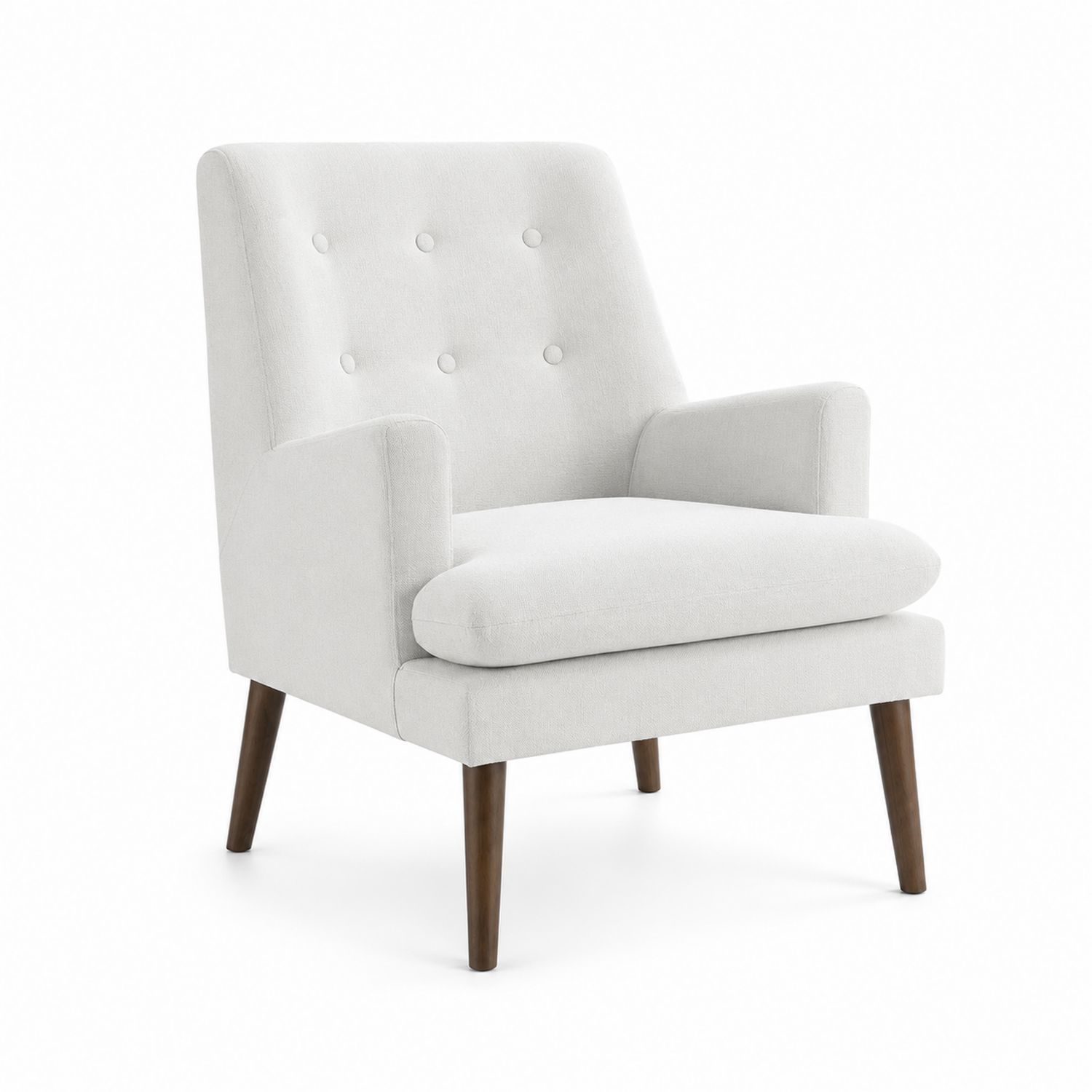 Sessel aus Polyester in Creme mit Massivholzbeinen-Norvexoril
