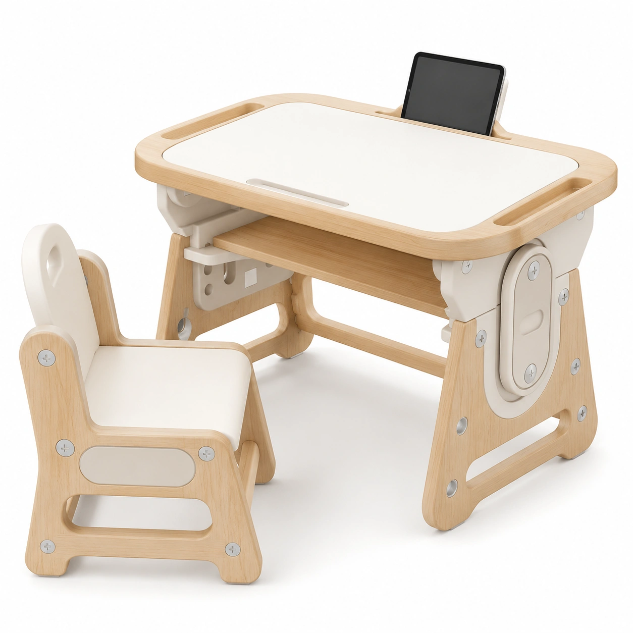 Conjunto de escritorio y silla infantil madera clara-BravelleHome