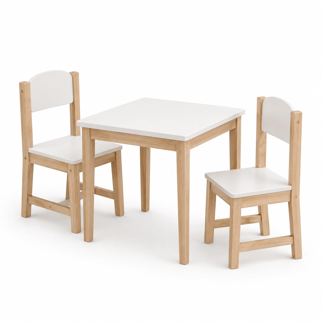 Conjunto de mesa y sillas infantil color blanco madera-BravelleHome