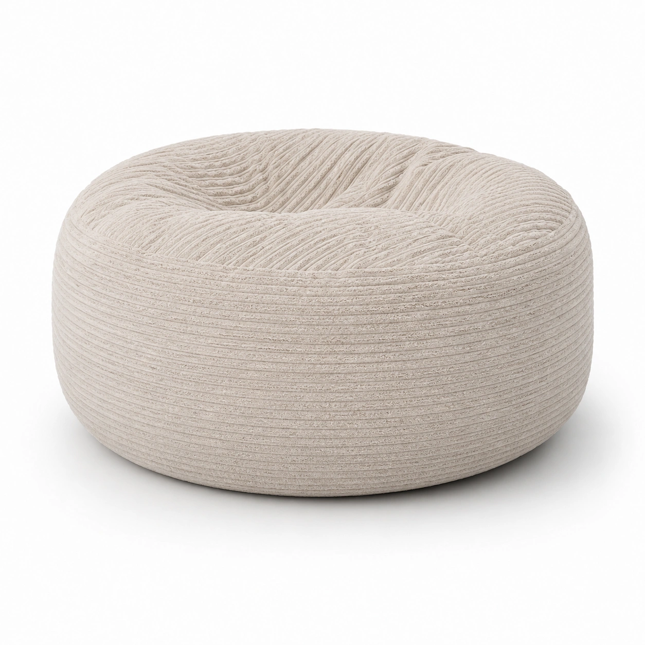 Puff tipo saco redondo con cuerda color beige-BravelleHome