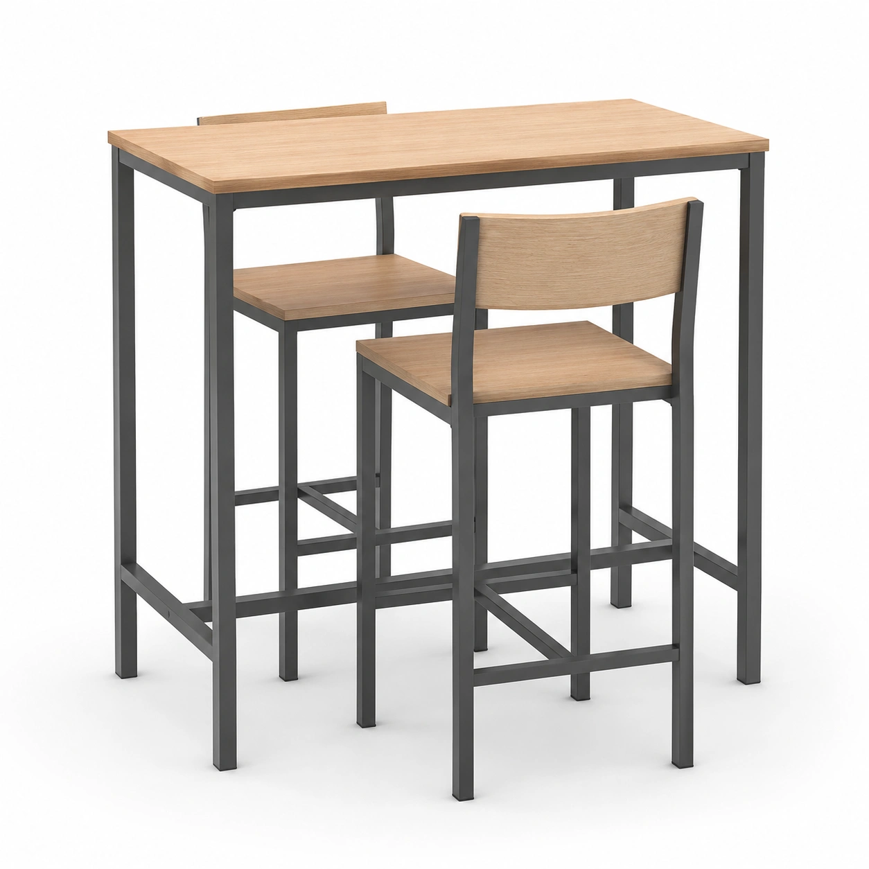 Conjunto de mesa alta y sillas acabado madera de 3 piezas-BravelleHome