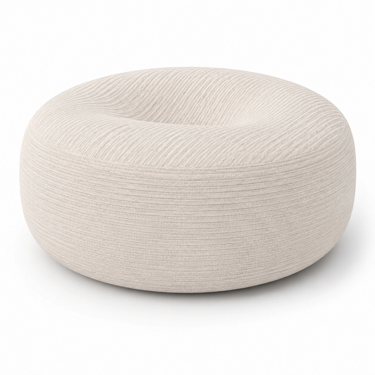 Puff redondo grande acolchado color beige-BravelleHome