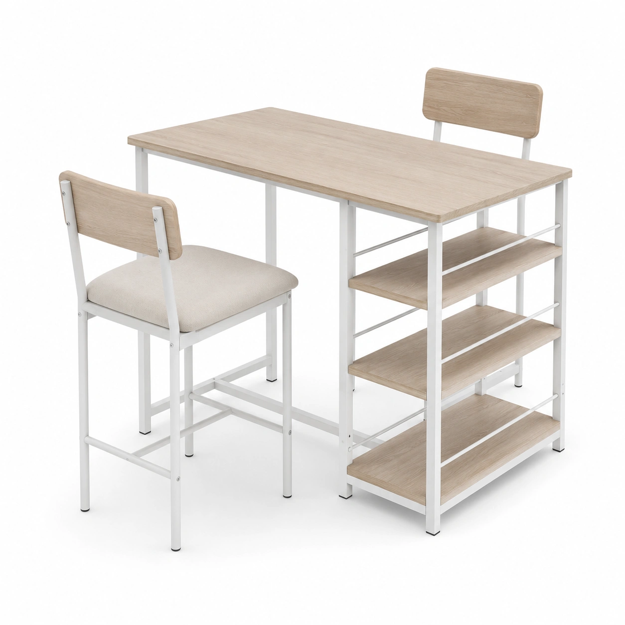 Conjunto de mesa de comedor con estanteria y sillas-BravelleHome