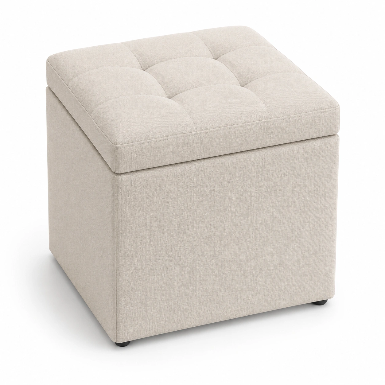 Puf de almacenamiento acolchado beige-BravelleHome