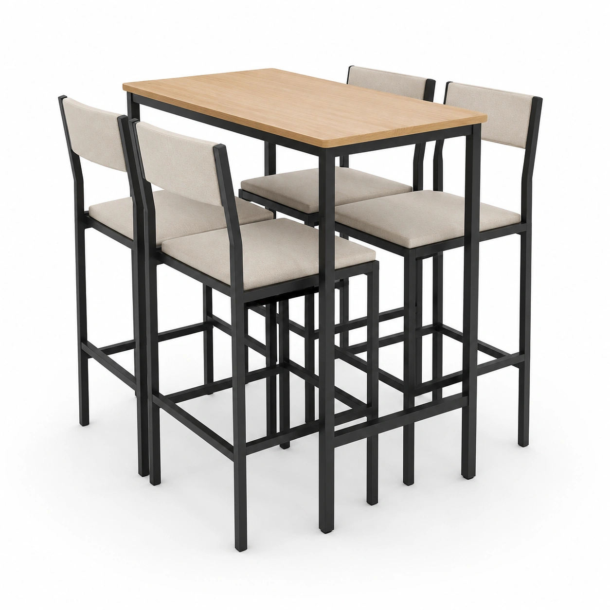 Conjunto de mesa alta y sillas para cuatro personas-BravelleHome
