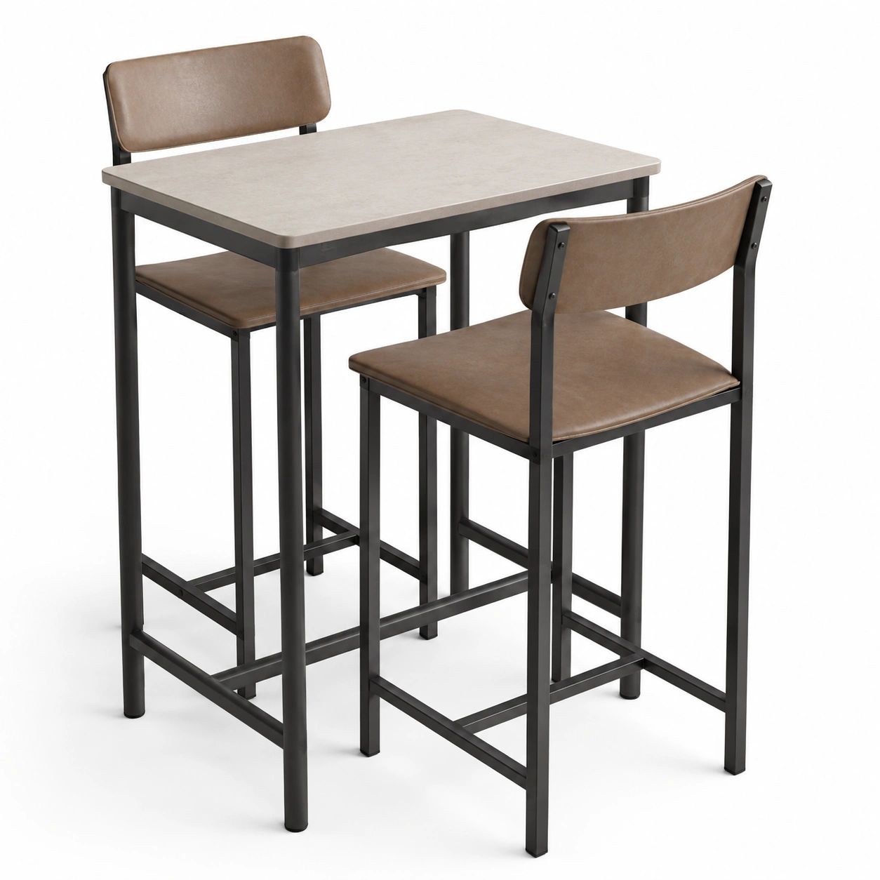 Conjunto de mesa alta con dos sillas marron-BravelleHome