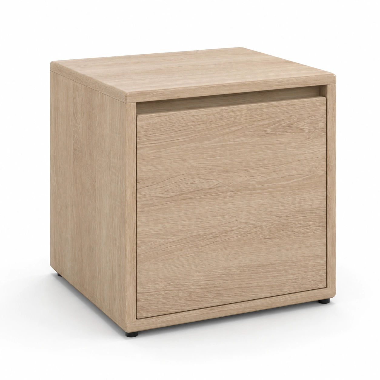 Mesita de noche de madera natural con un cajon-BravelleHome