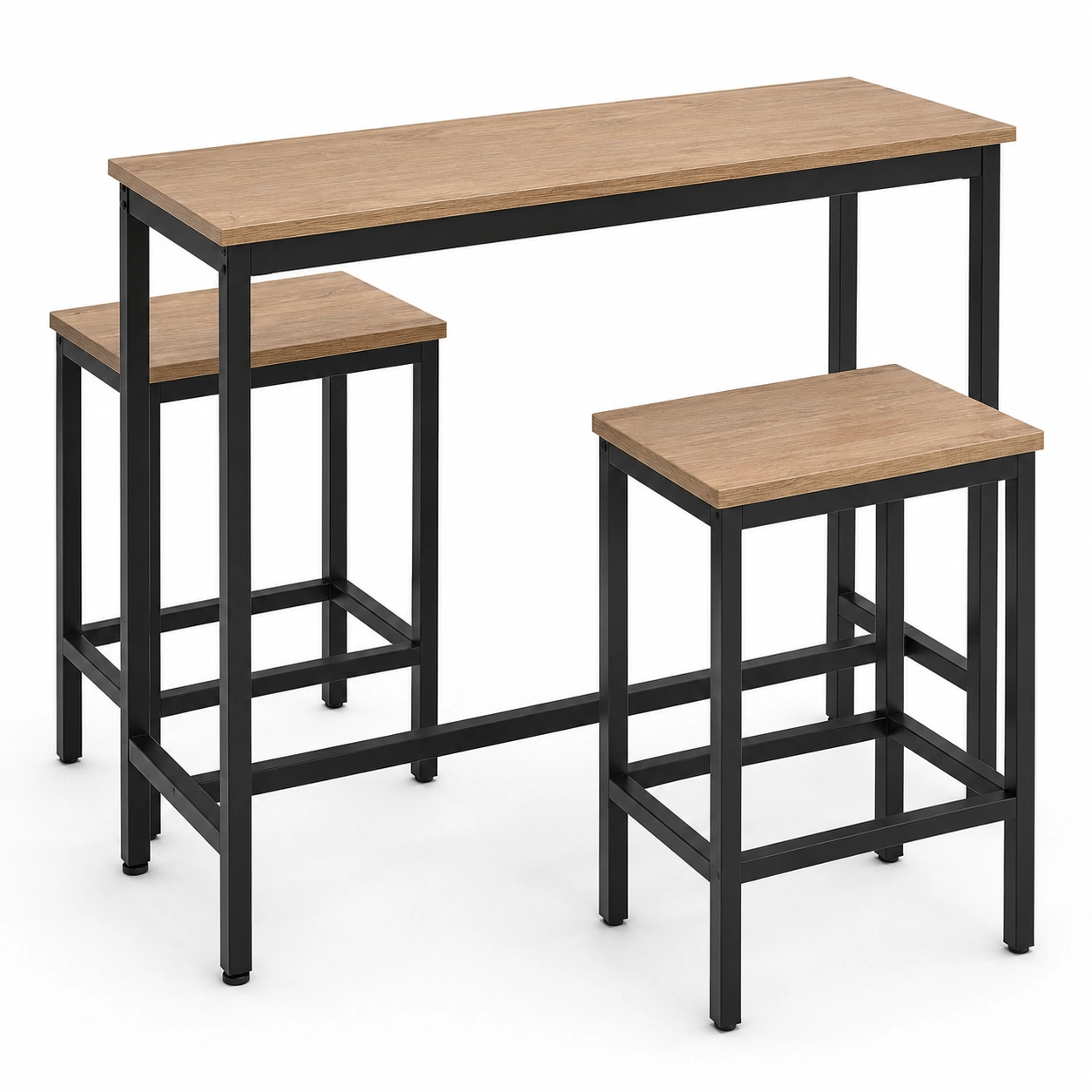Conjunto de mesa alta y taburetes acabado madera de tres piezas-BravelleHome