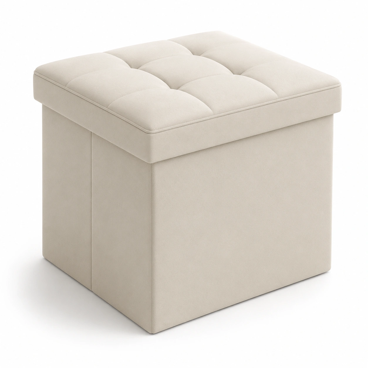 Puf cuadrado con almacenaje beige-BravelleHome