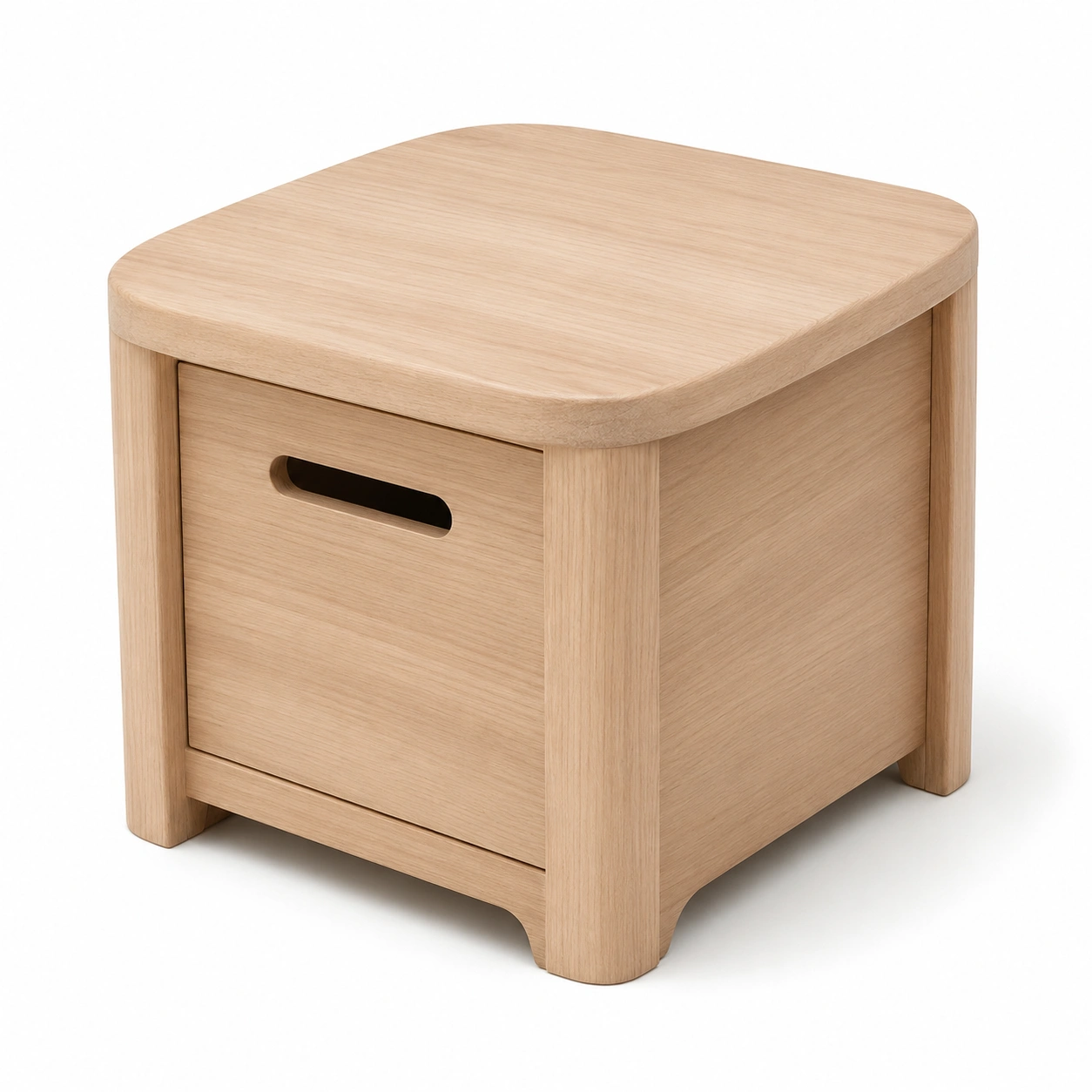 Mesita de noche de madera natural con almacenaje-BravelleHome