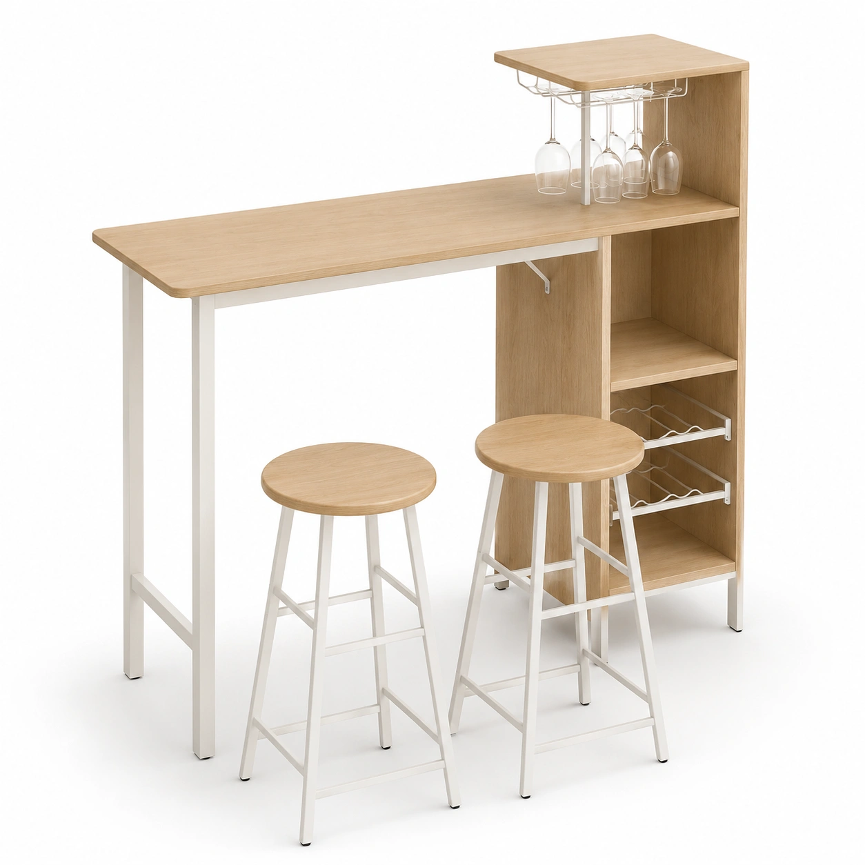 Conjunto de mesa alta acabado madera-BravelleHome