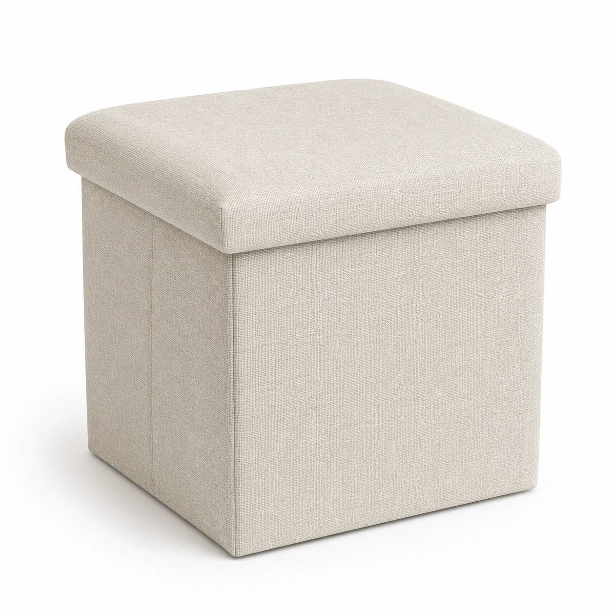 Puf cuadrado de almacenamiento blanco roto-BravelleHome