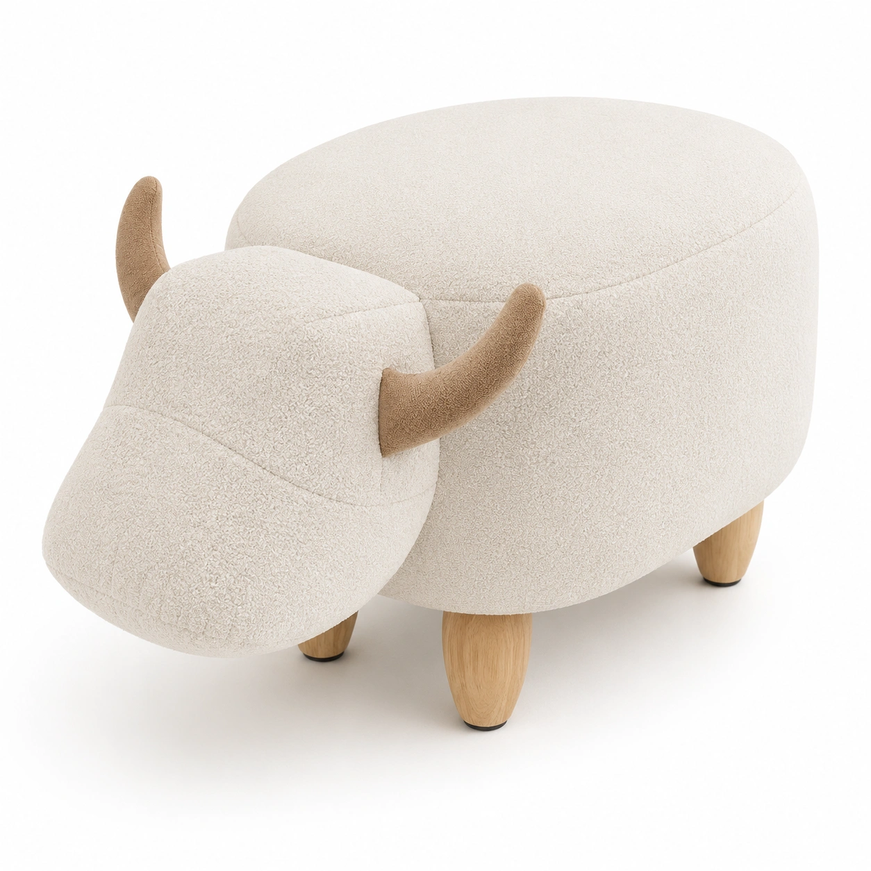 Puff con forma de vaca color marfil-BravelleHome