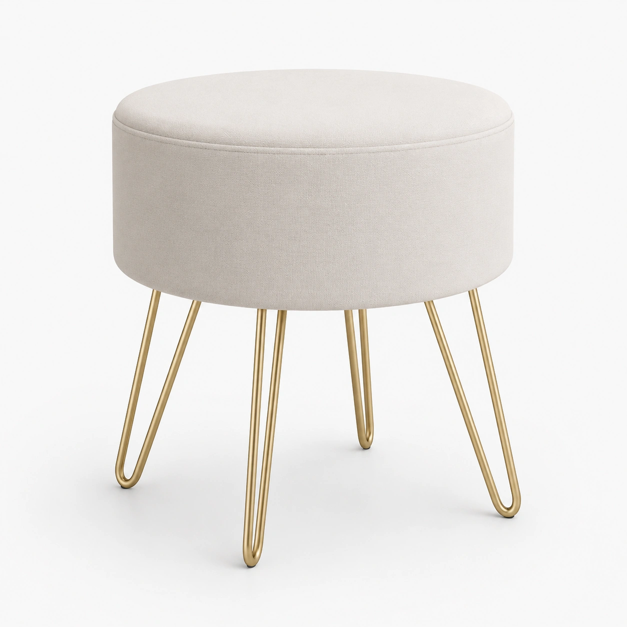 Puff redondo acolchado color marfil-BravelleHome