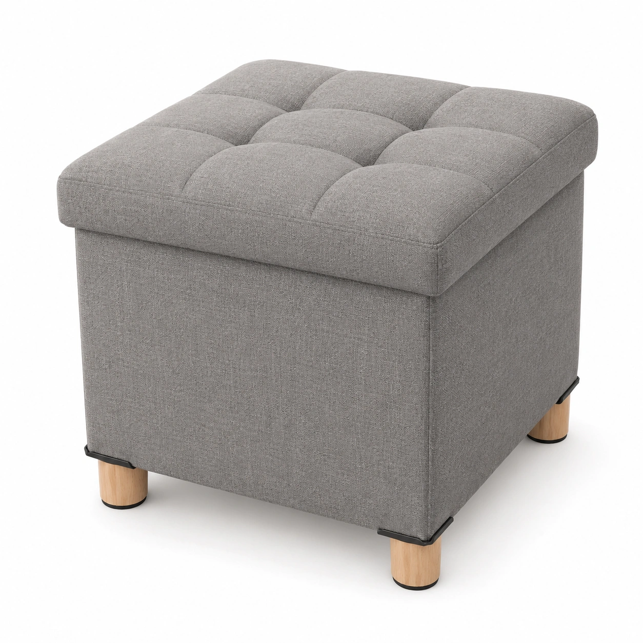 Puf de almacenamiento acolchado gris-BravelleHome