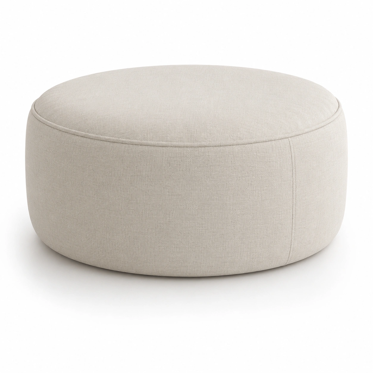 Puff redondo acolchado color marfil-BravelleHome