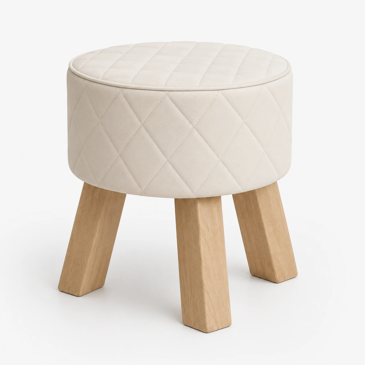 Puff en forma de rombo color marfil-BravelleHome