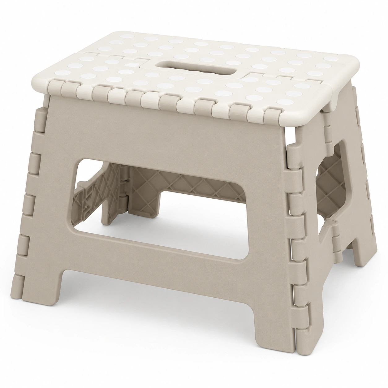 Taburete plegable de plastico color beige-BravelleHome