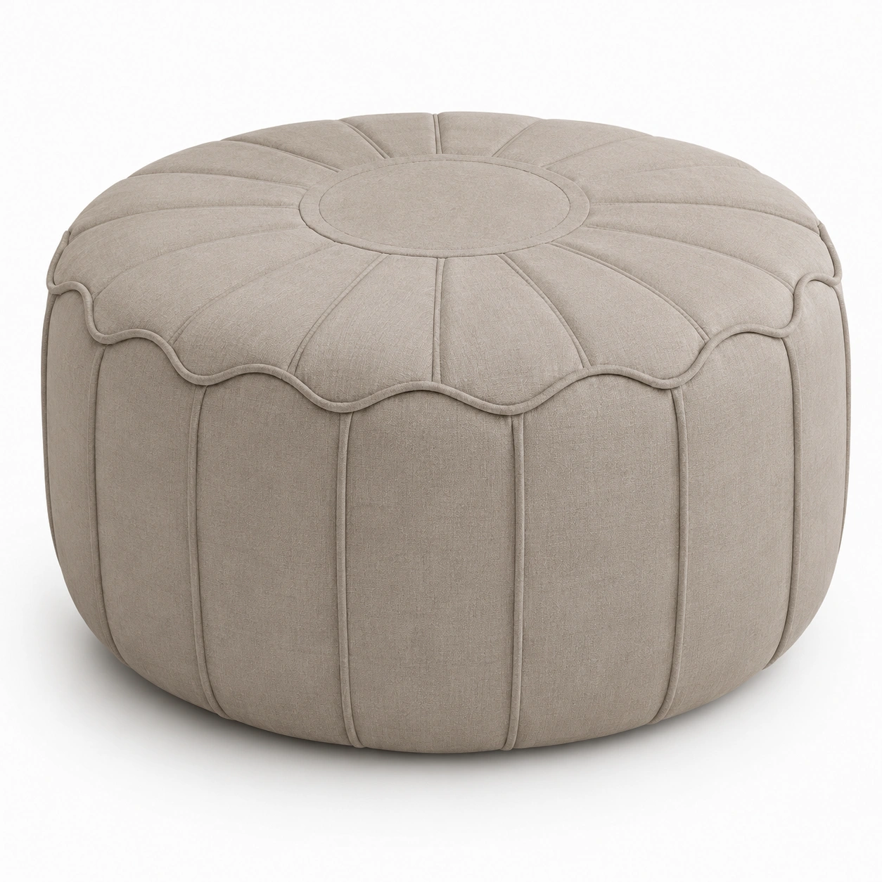 Puff redondo acolchado color beige-BravelleHome