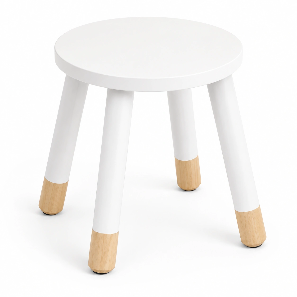 Taburete infantil redondo color blanco-BravelleHome
