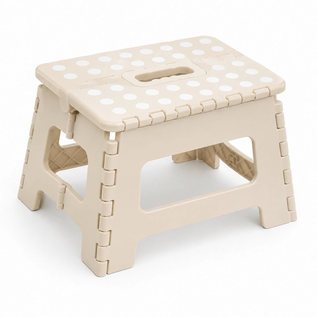 Taburete plegable de plastico color beige-BravelleHome