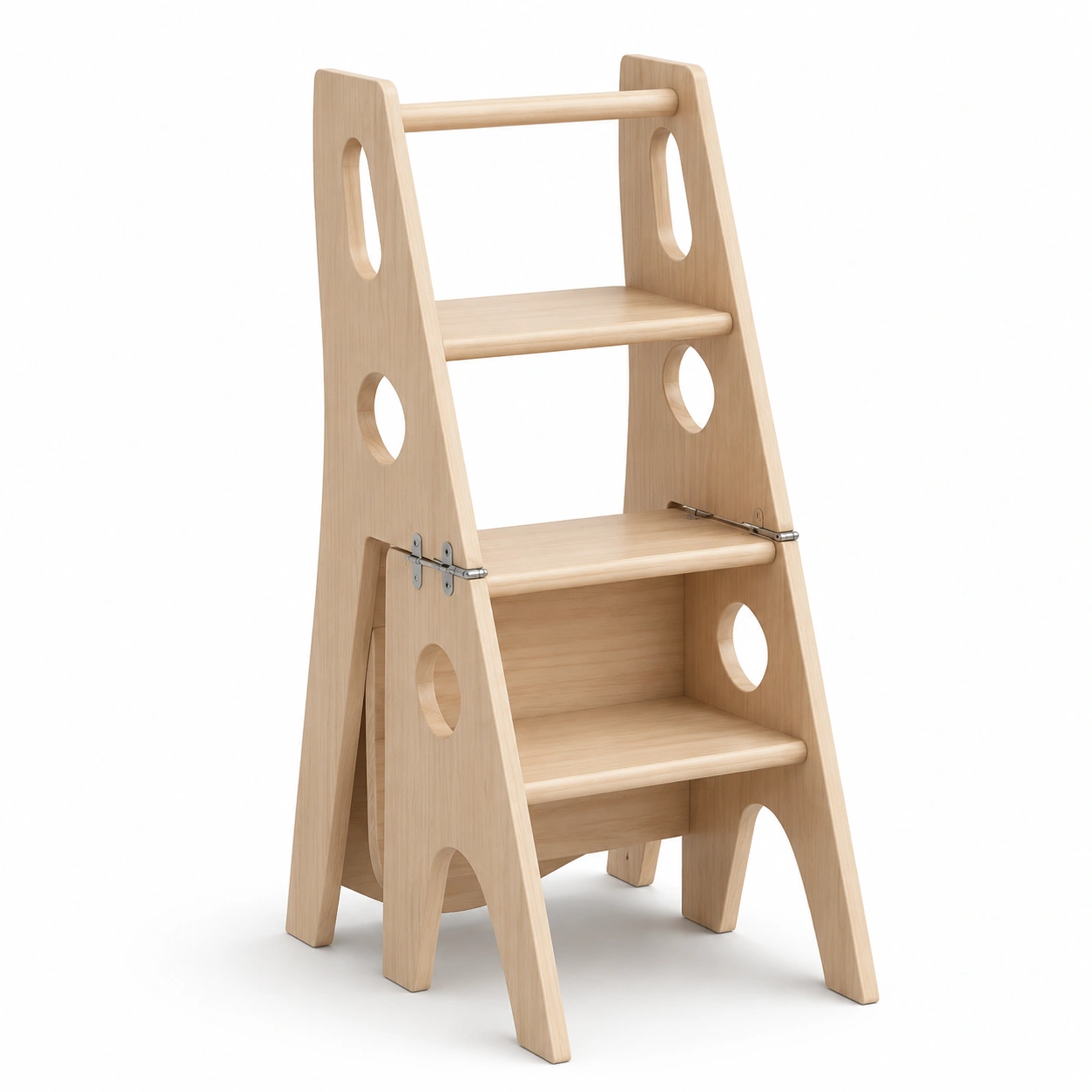 Escalera de aprendizaje infantil de madera natural-BravelleHome