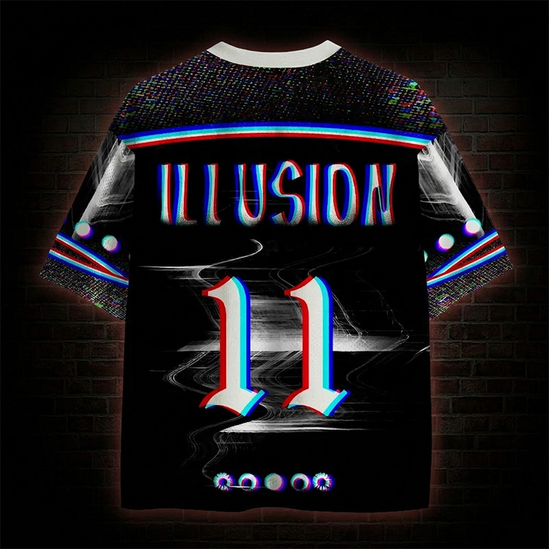 Celestial Cycle of Light Optic Lines Illusion Mesh Jersey
