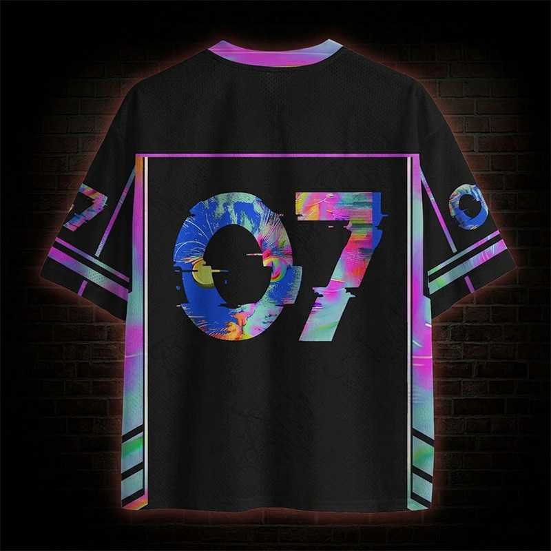 Glitch Chromatic Cat Optic Lines Illusion Mesh Jersey $26.95 USD
