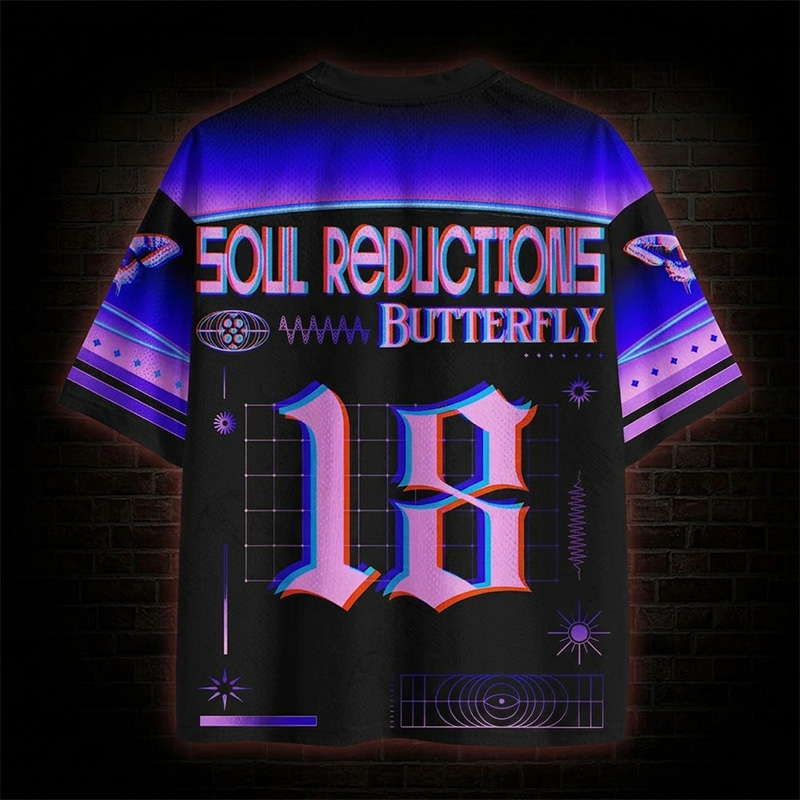 Soft Cosmos of Harmony Optic Lines Illusion Mesh Jersey