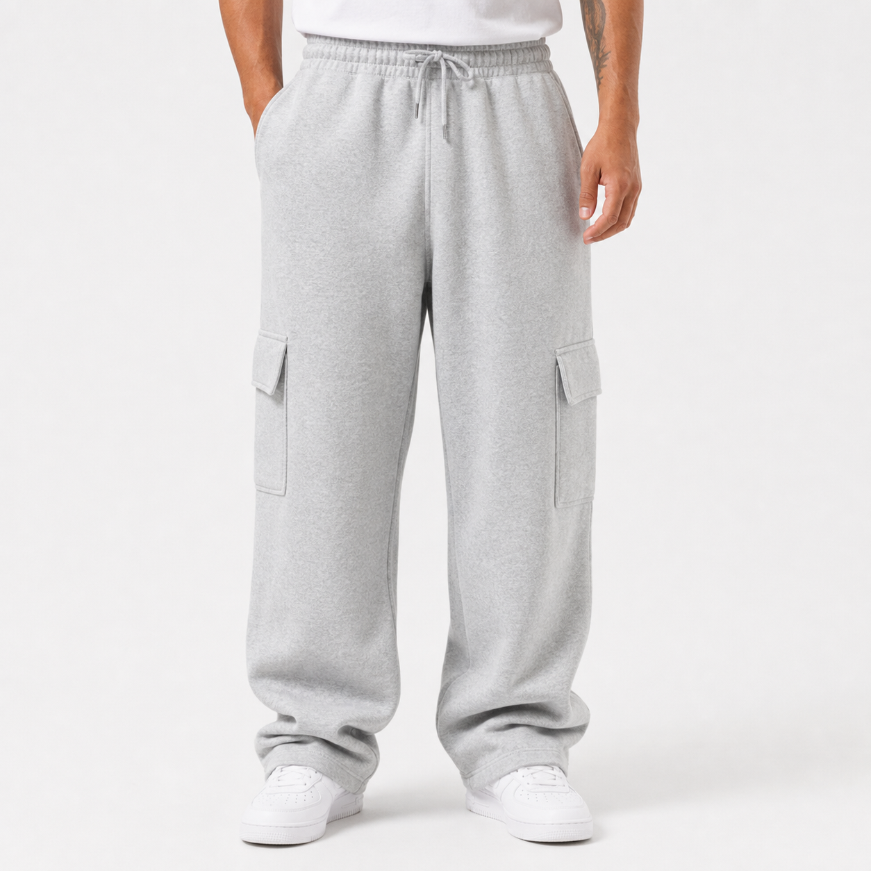 Light heather gray cargo sweatpants
