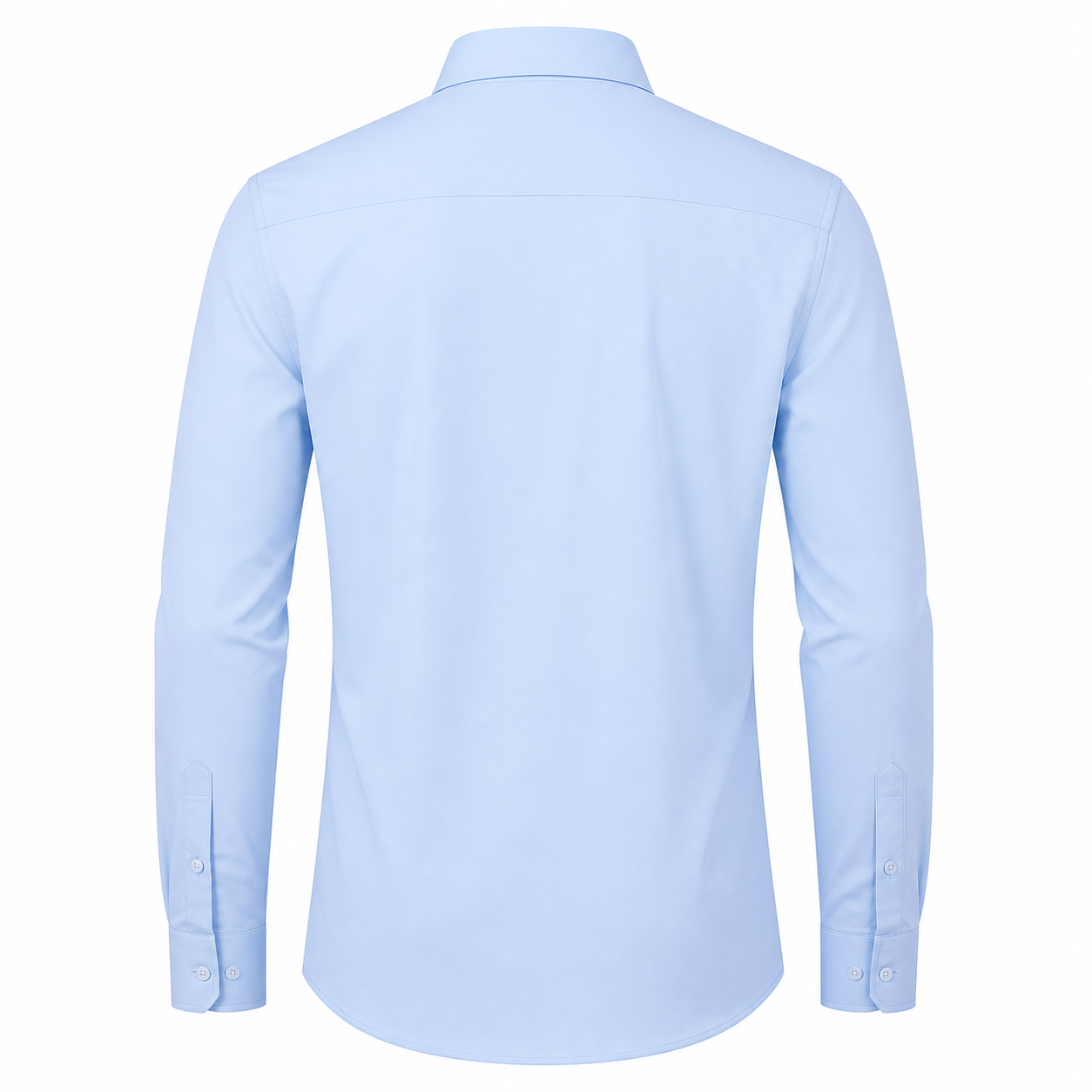 Back view of light blue stretch dress shirt