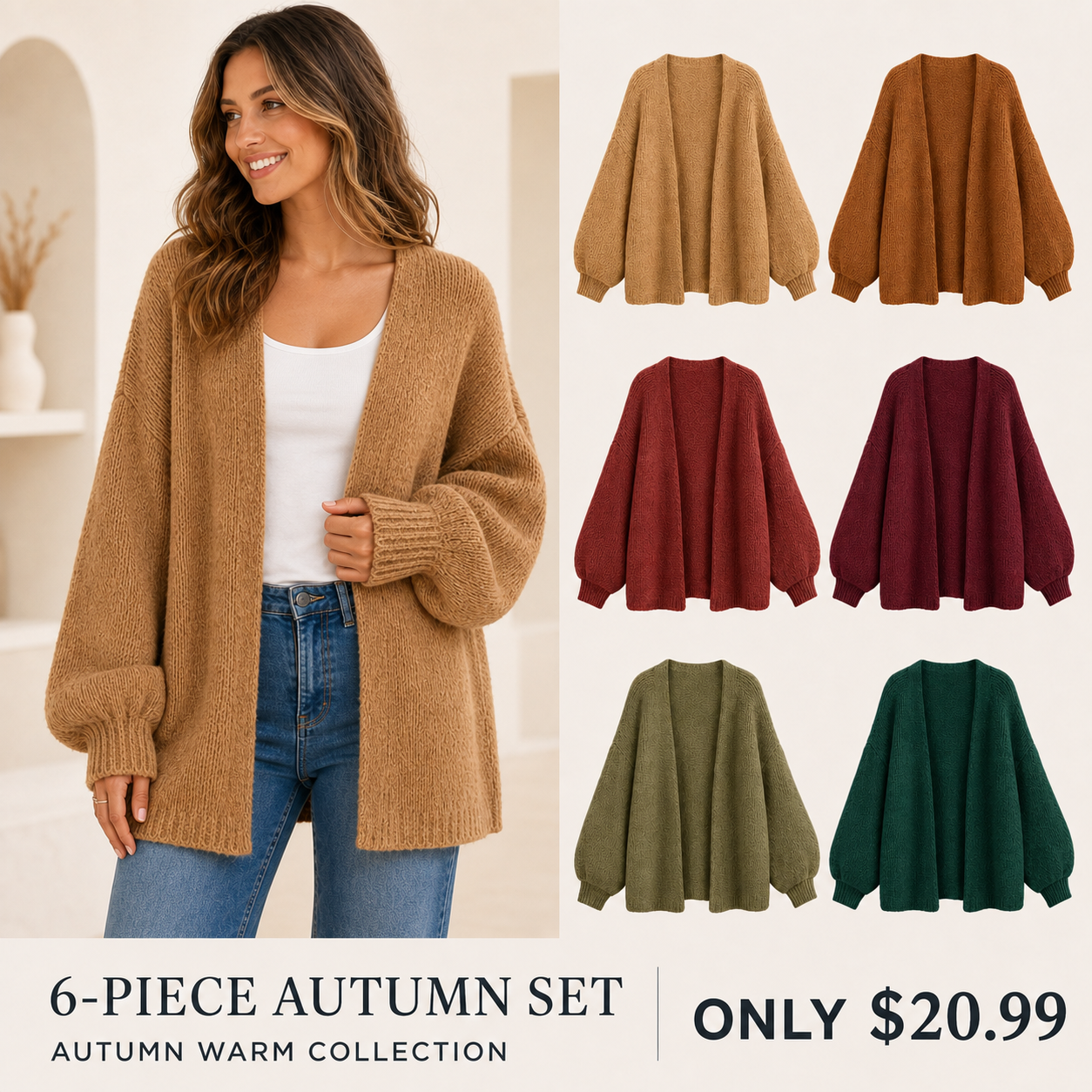 Women's Oversized Knit Cardigan Bundle | 8 & 16 Packs