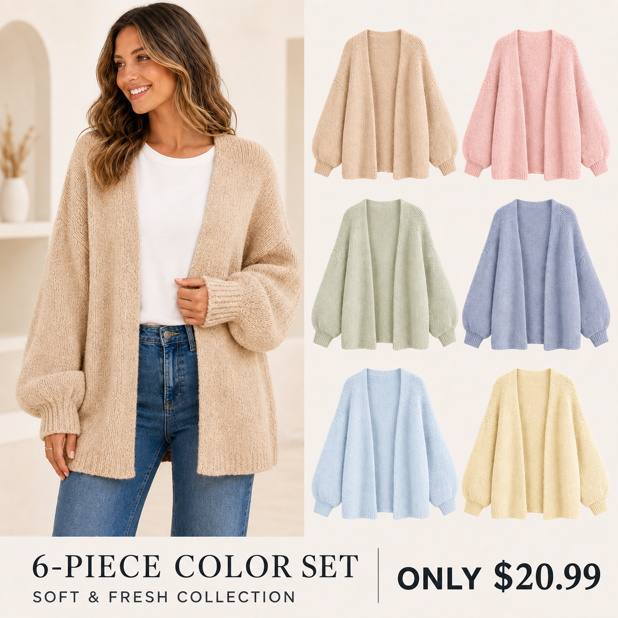 Women's Oversized Open-Front Knit Cardigan Bundle