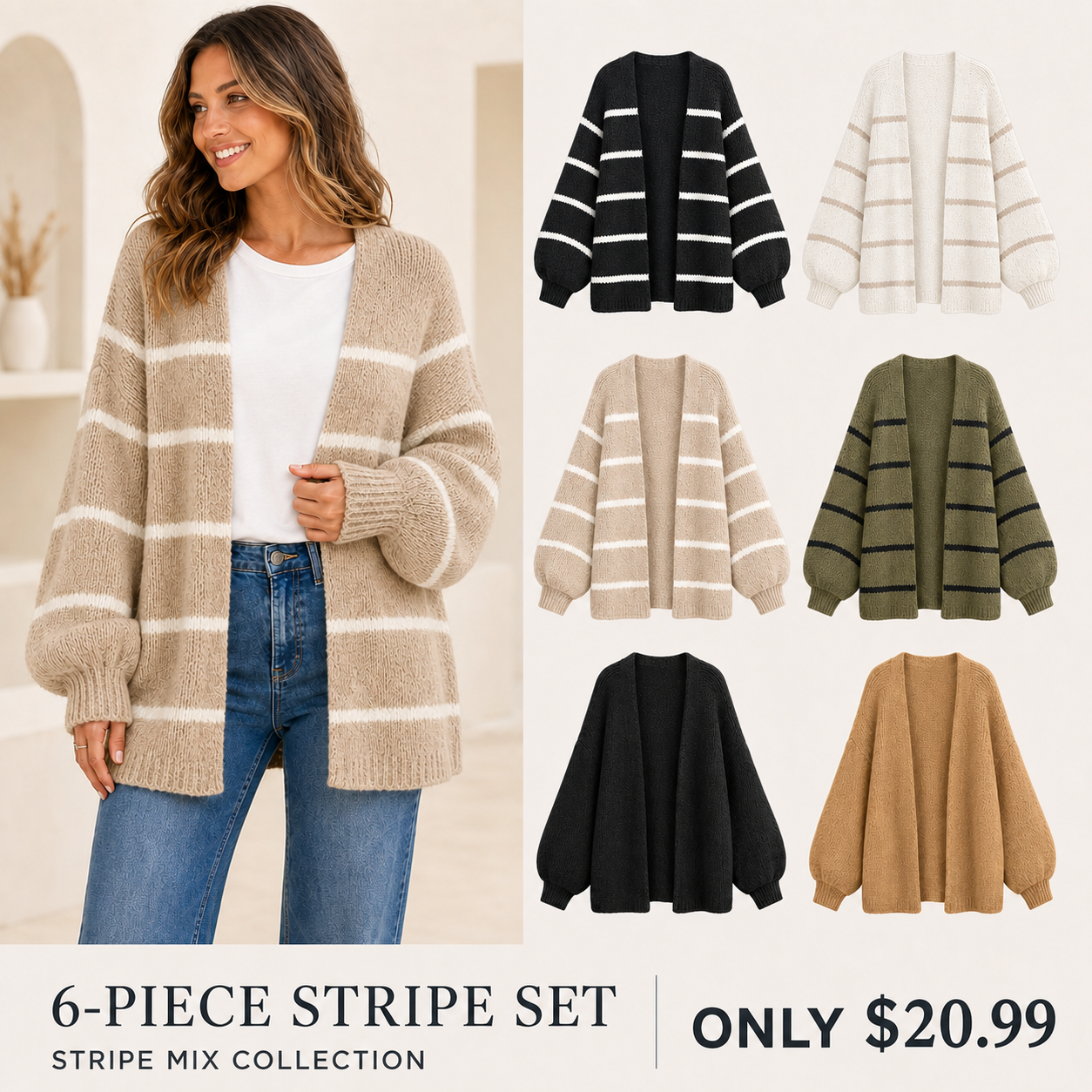 Women's Oversized Open-Front Knit Cardigan Bundle
