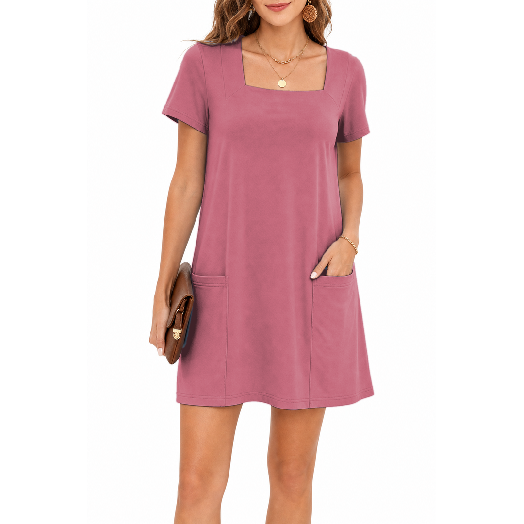 Soft Rose square neck mini dress