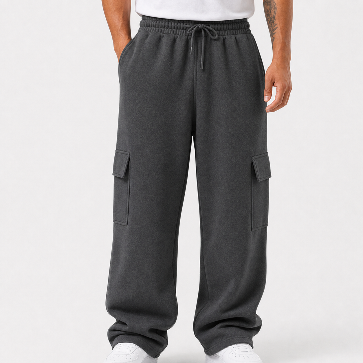 Charcoal gray cargo sweatpants