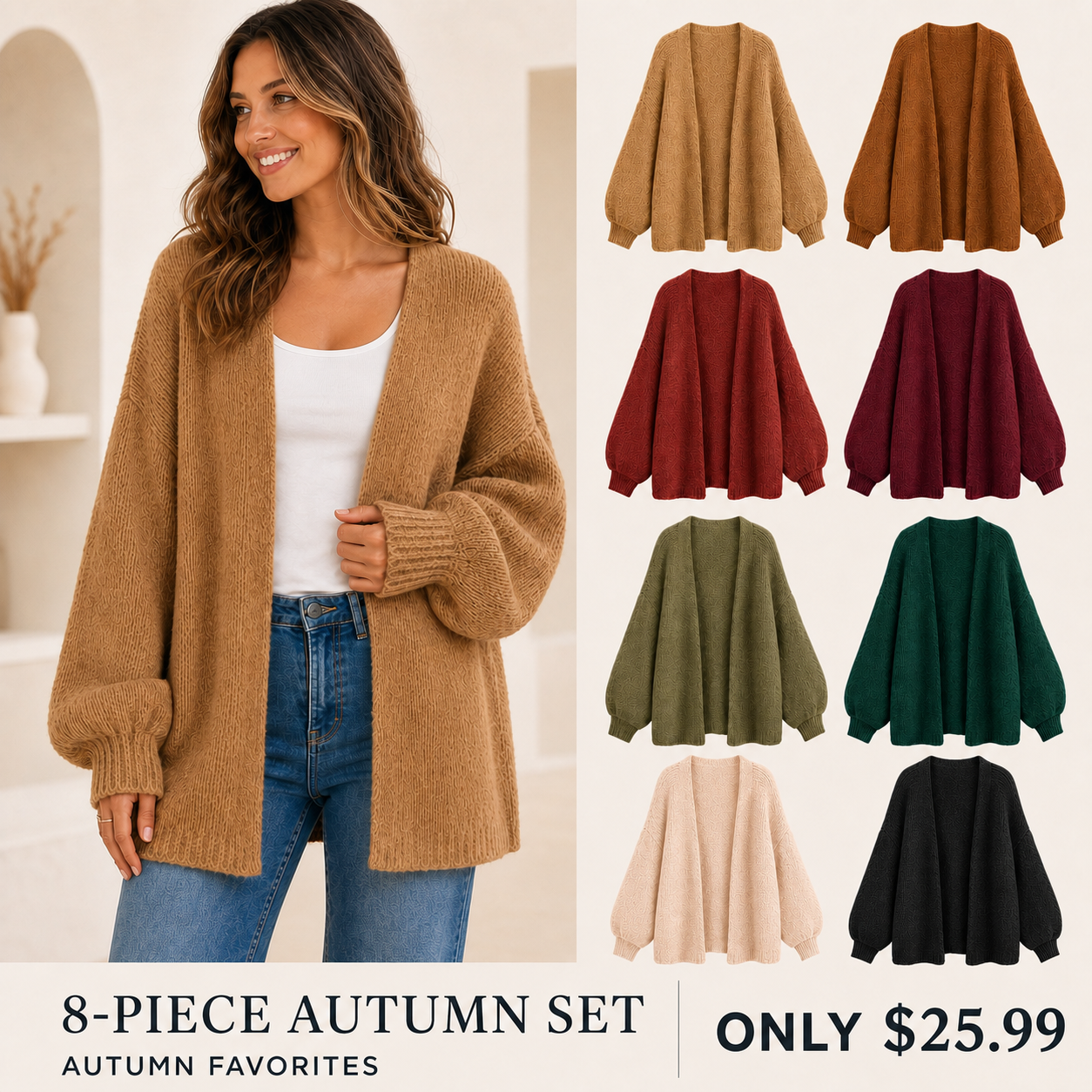 Women's Oversized Open-Front Knit Cardigan Bundle