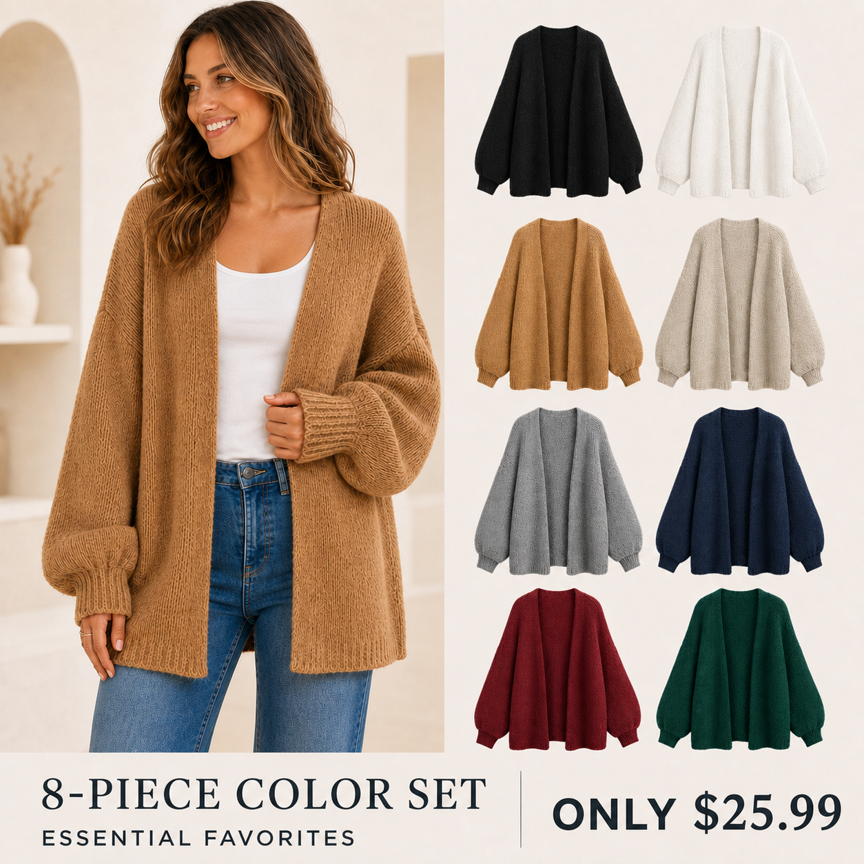 Women's Oversized Open-Front Knit Cardigan Bundle