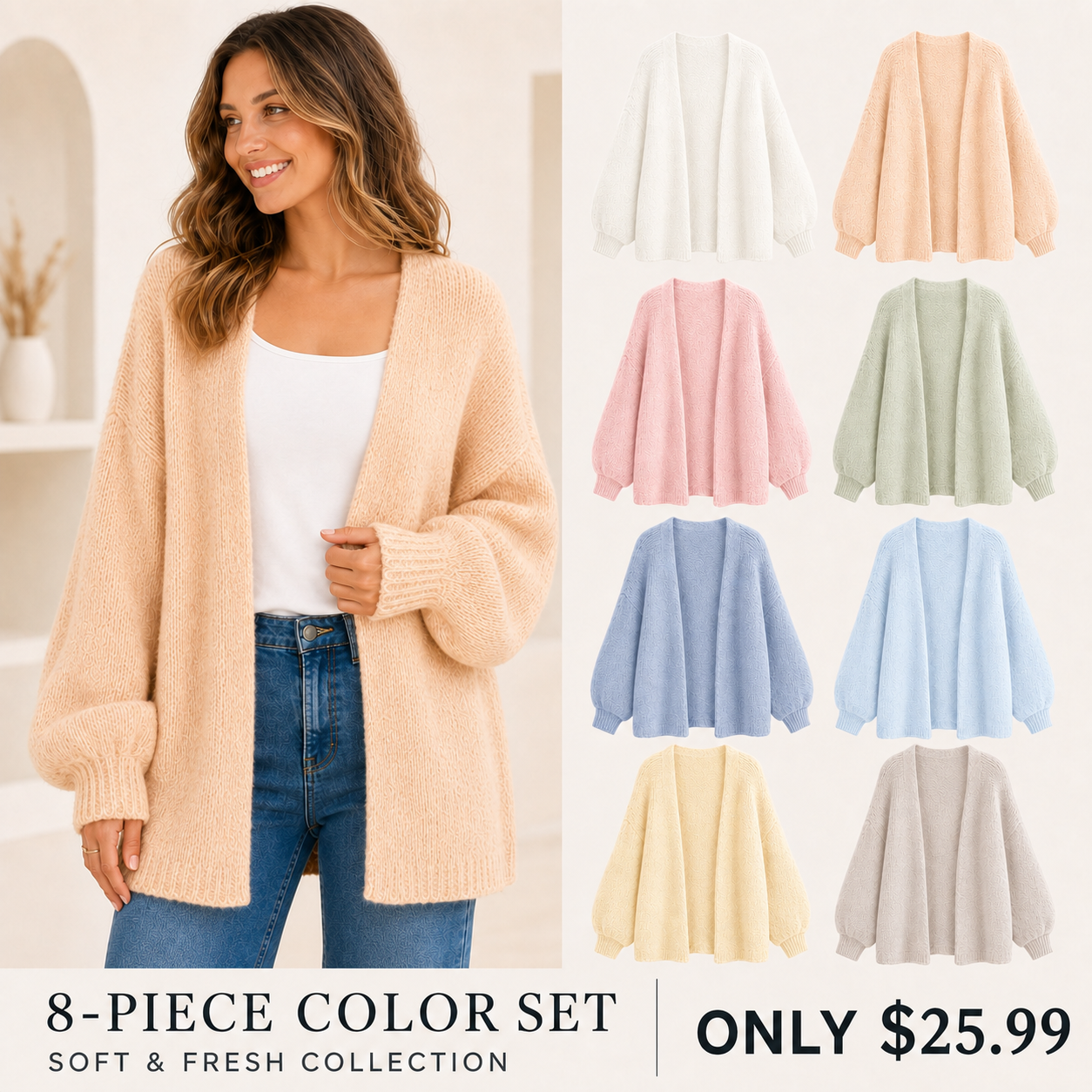Women's Oversized Open-Front Knit Cardigan Bundle