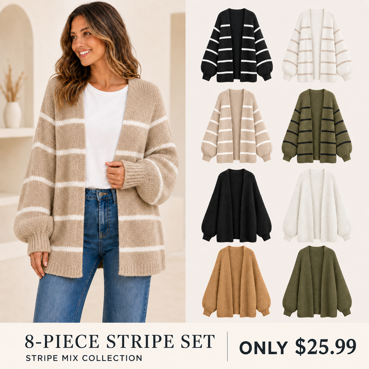 Women's Oversized Open-Front Knit Cardigan Bundle