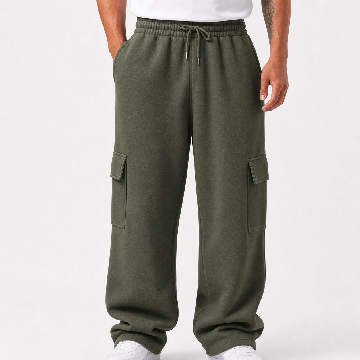 Olive drab cargo sweatpants