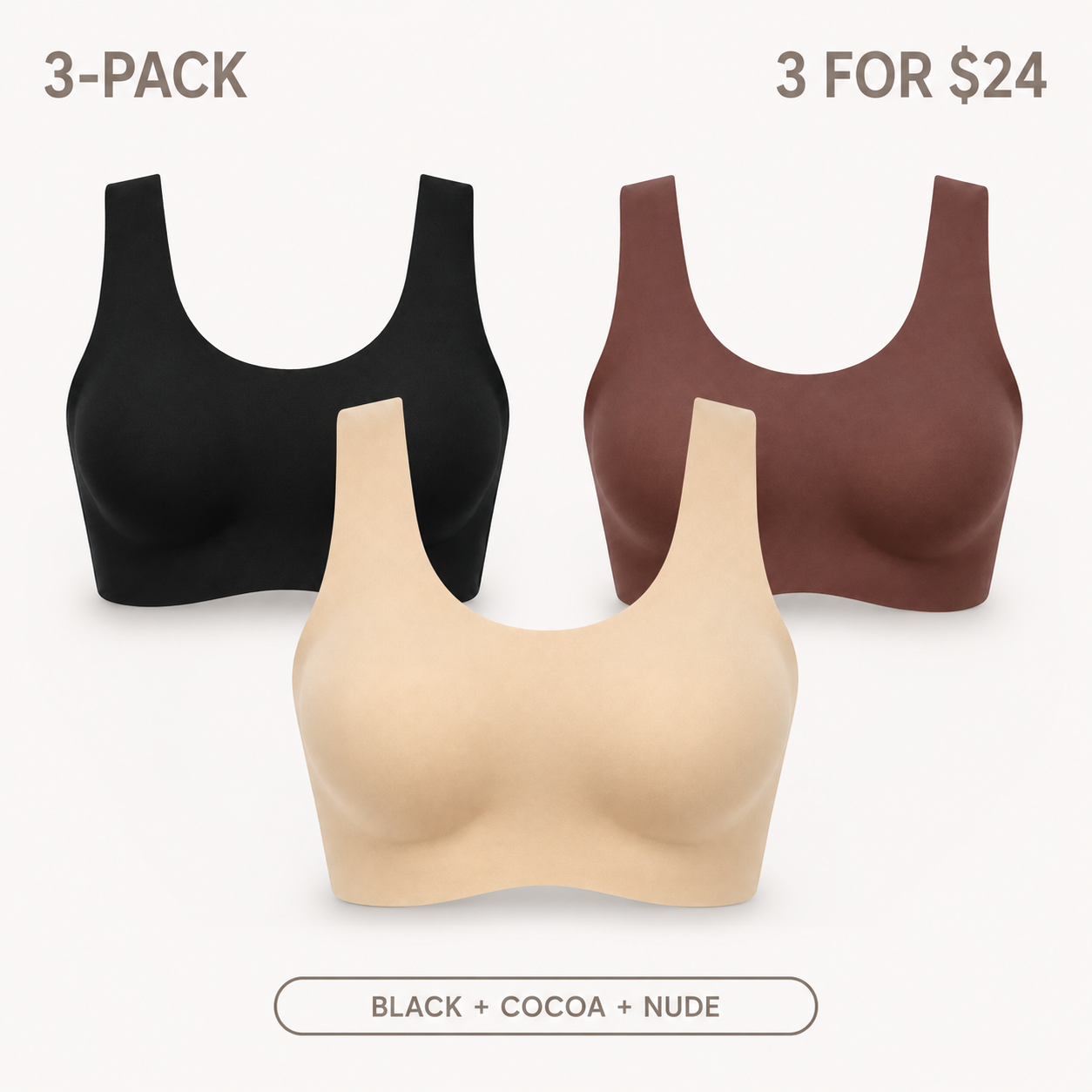 Seamless Wireless Scoop-Neck Bra Bundle