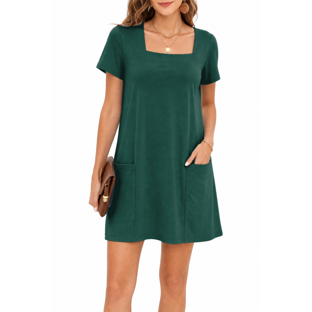 Deep Teal square neck mini dress