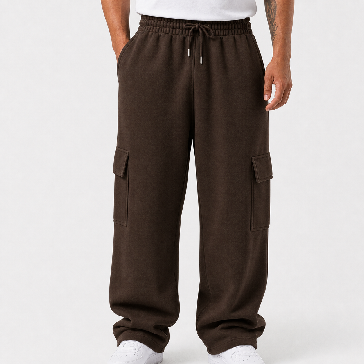 Coffee brown cargo sweatpants