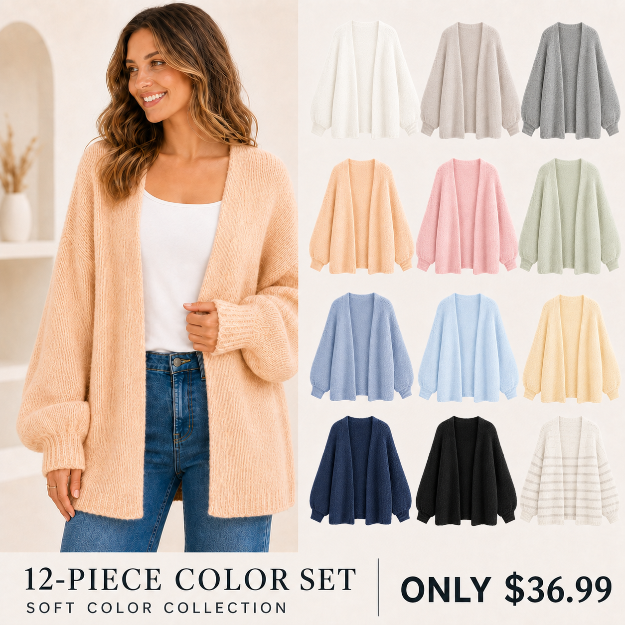 Women's Oversized Open-Front Knit Cardigan Bundle
