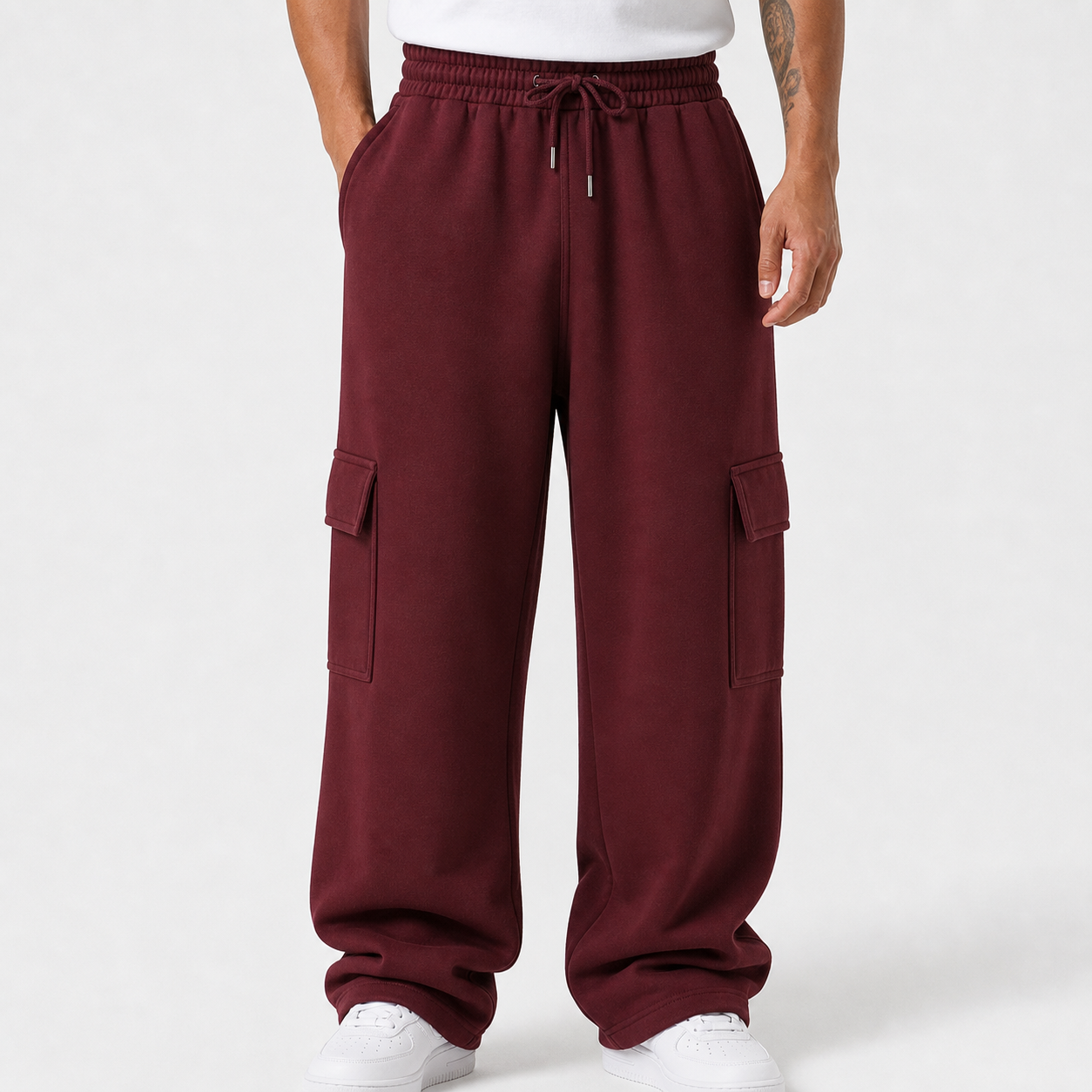 Burgundy red cargo sweatpants