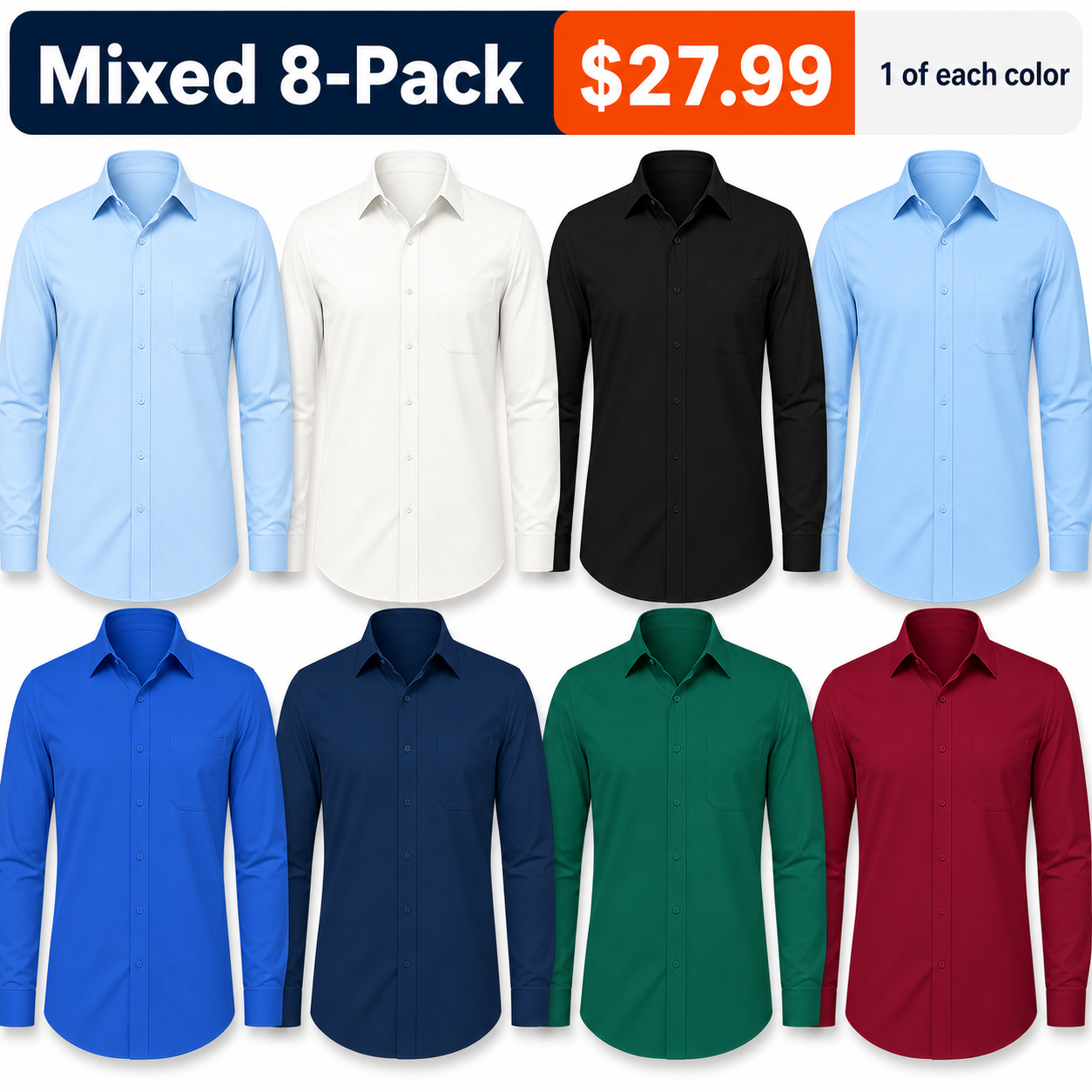 Mixed 8-Pack dress shirt bundle