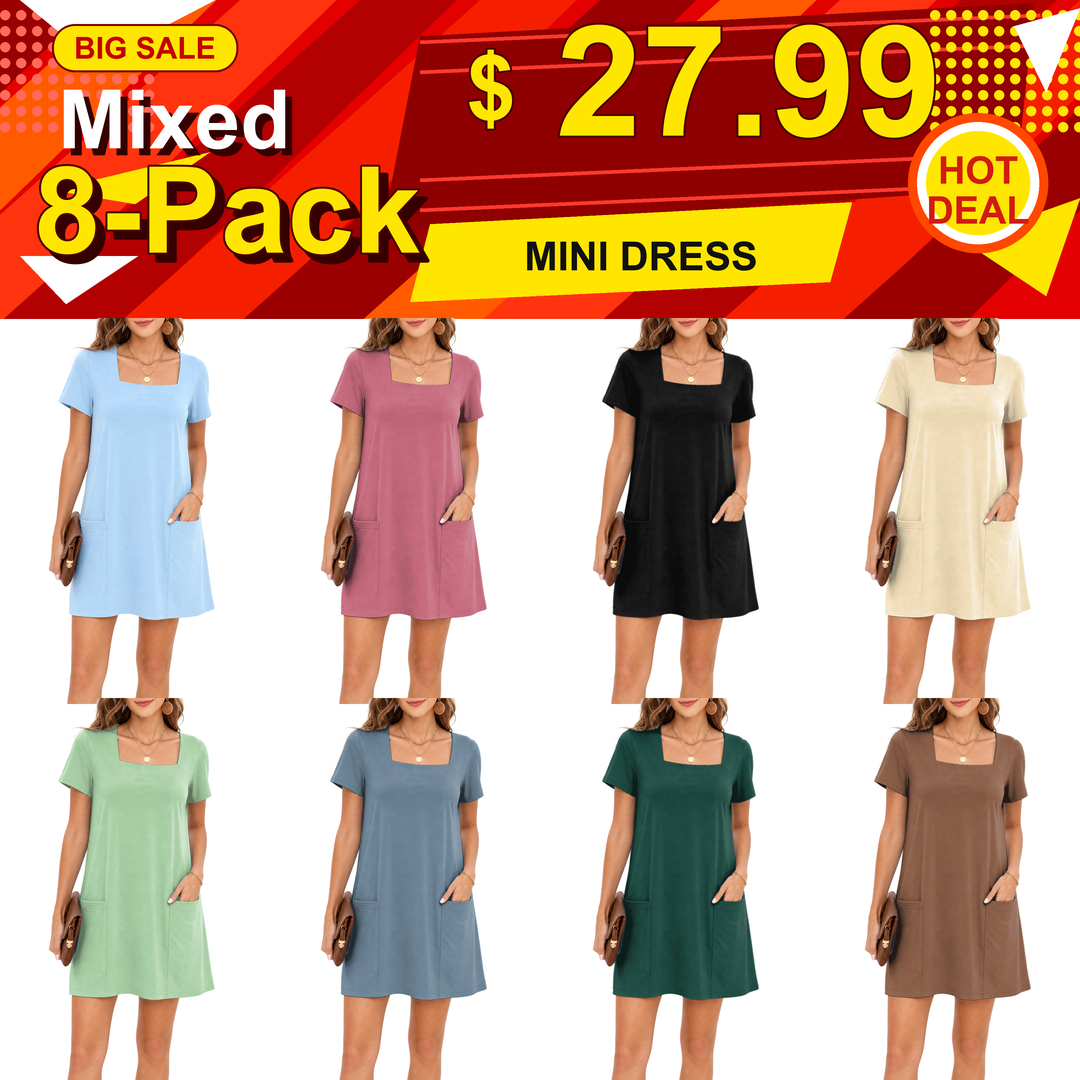 Mixed 8-Pack square neck mini dress bundle